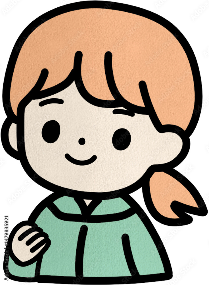 Fototapeta premium Cute girl in raincoat, pastel style