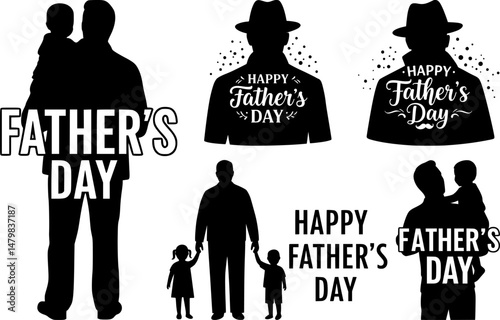 Creative father's day silhouettes featuring heartfelt messages and symbolic figures