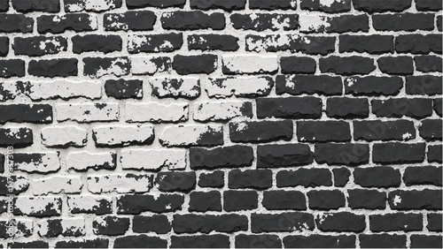 Black and white tone Brick wall background. A black and white brick wall texture with a grungy, distressed look.	
