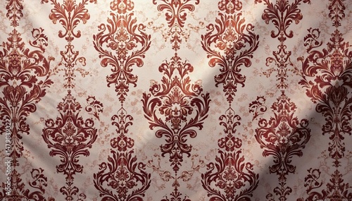 Intricate damask pattern in elegant muted tones on luxurious fabric , ornate, stylish, cream