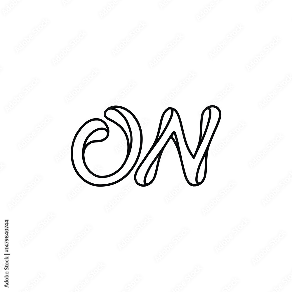 Obraz premium ON monogram logo design letter text name symbol monochrome logotype alphabet character simple logo