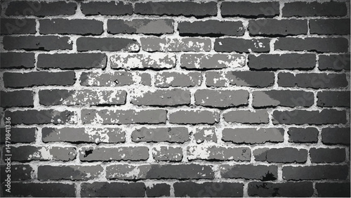Black and white tone Brick wall background. A black and white brick wall texture with a grungy, distressed look.	