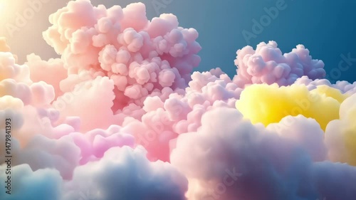 Abstract background with soft pastel gradient clouds floating in calm space