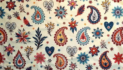 Subtle paisley print, muted tones, elegant repeating design, decorative, aesthetic