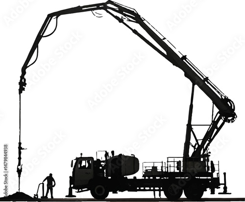 Concrete Pump Truck Silhouette Pouring Concrete