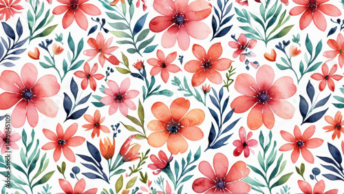 Wallpaper Mural Watercolor painting of various flowers on a clean and minimalist white background, ideal for illustrations, designs, and backgrounds Torontodigital.ca