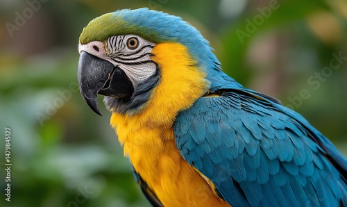 Striking macaw posing with vibrant plumage