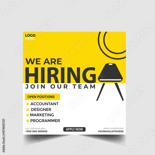 We are hiring recruitment open job vacancy design vector social media post banner template or web banner layout	