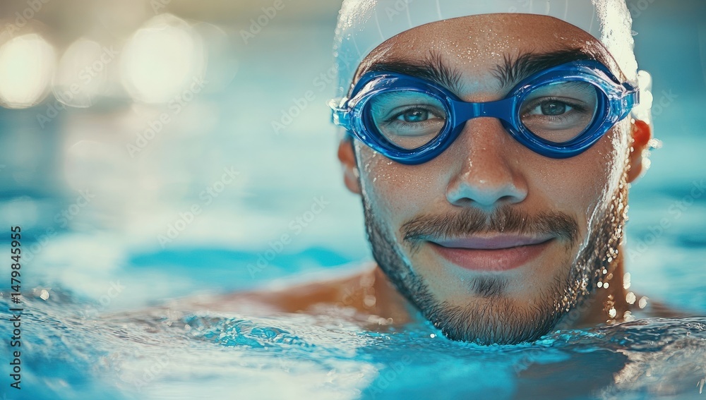 Naklejka premium Focused swimmer in pool
