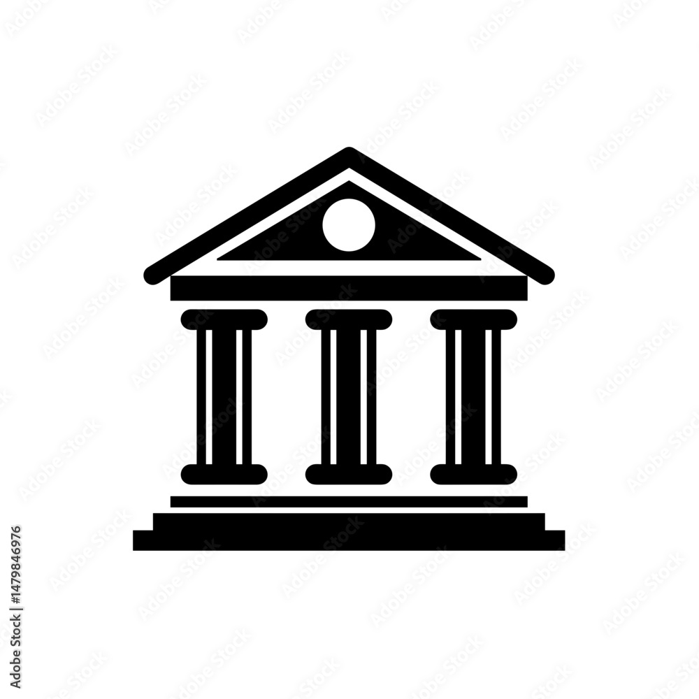 Classic building icon in minimalist style on a white background Classic building icon in minimalist style on a white background