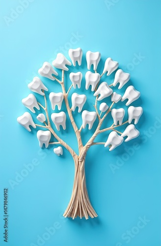 A tree made of teeth. Advertising of toothpaste. advertising of a dental clinic. medical concept.