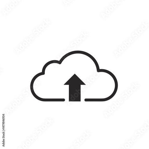 Cloud storage upload symbol in minimalistic style  