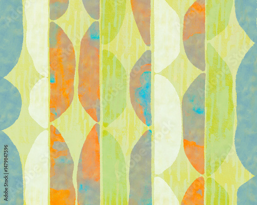 Geometric abstract design with vertical symmetry soft hues