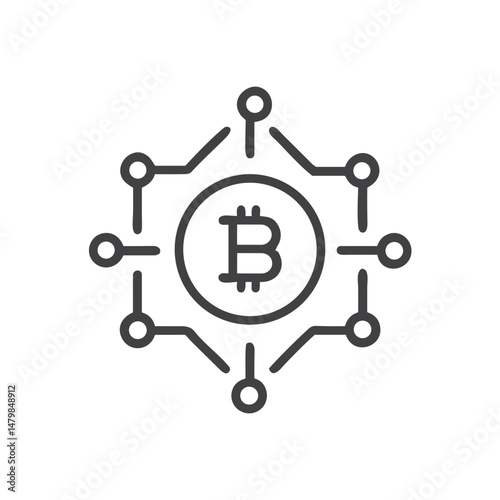 Bitcoin Cryptocurrency Icon for Financial Websites, Blockchain Applications and Digital Currency Investment Resources