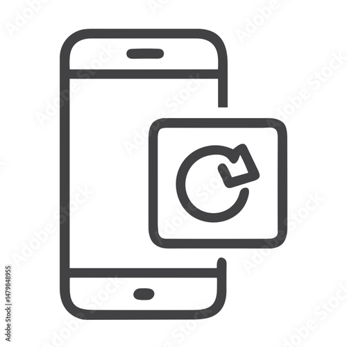 Mobile App Refresh Icon for Software Development Materials, Application Update Interfaces, UI Design Elements and Tech Product Documentation