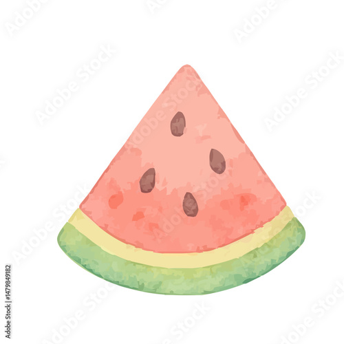 slice of watermelon watercolor vector icon illustration