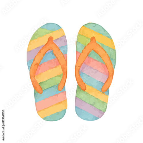 colorful flip flops watercolor vector icon illustration