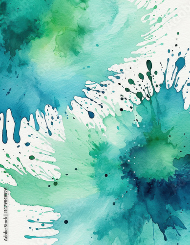 A close-up of a watercolor painting featuring a detailed depiction of a wave
