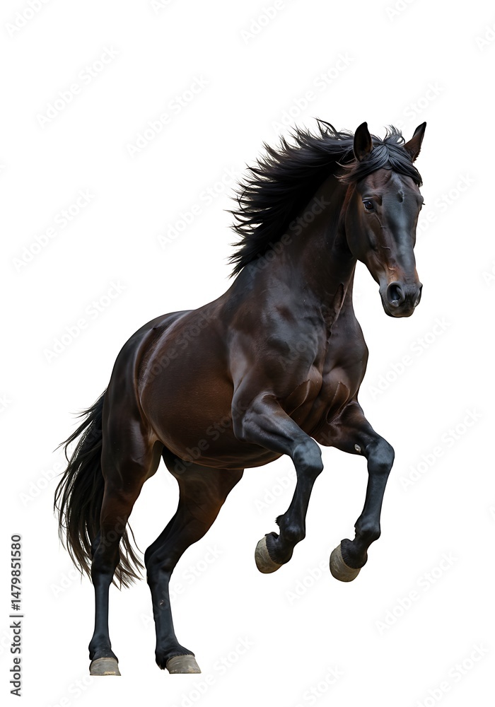 Fototapeta premium Majestic Dark Horse: Power & Grace in Motion