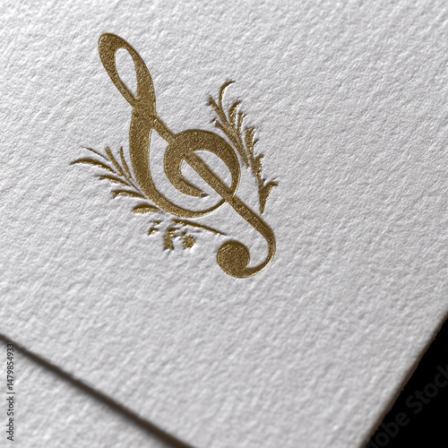 Elegant gold treble clef music note stationery design for musician or music lover gift idea