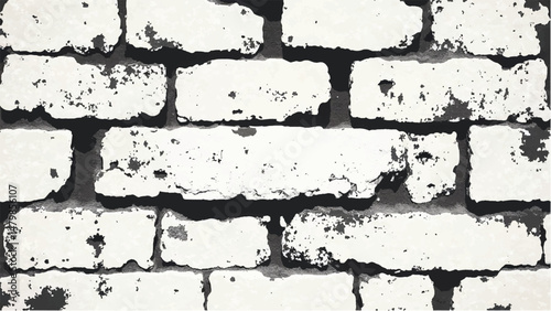 Brick wall texture seamless pattern. Grunge and distressed effect. Black and white brick wall background. 