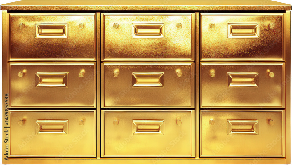 Fototapeta premium Gold Filing Cabinet Digital Illustration