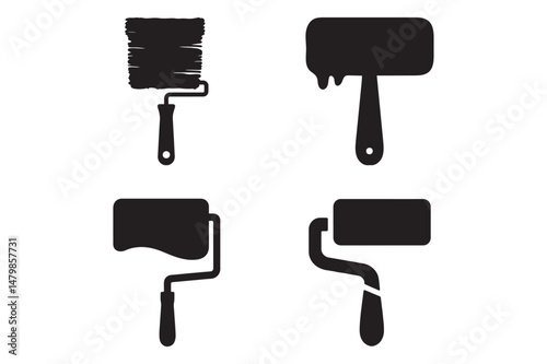 Handheld Paint Roller Illustration in Clean Silhouette Look