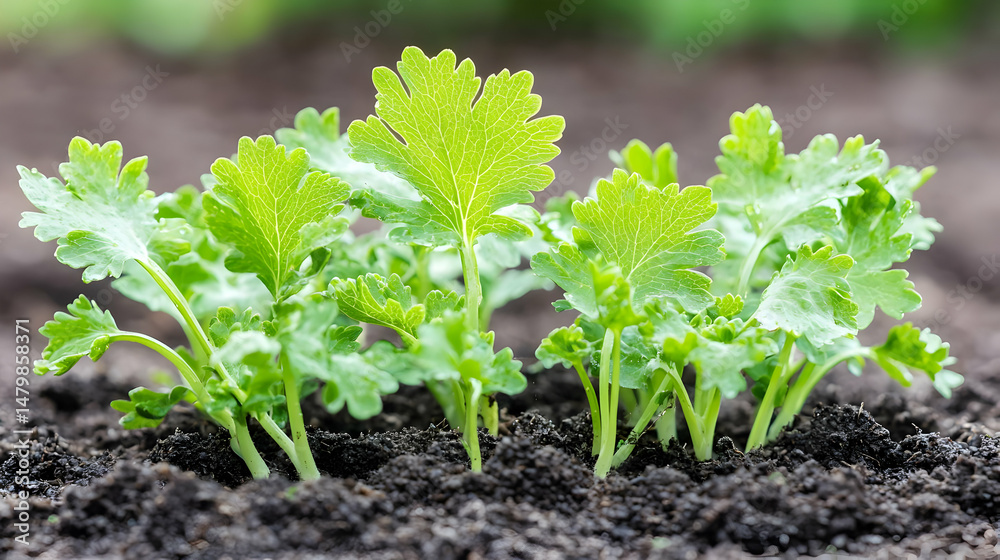 Closeup View Of Young Plants Growing In Soil