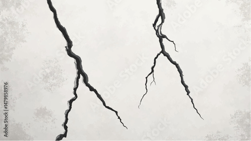 Cracks in a wall. Cracked wall background. Cracks spreading across a weathered surface. Cracks texture. 