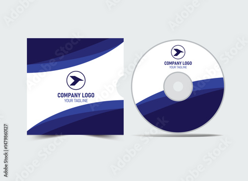 CD Cover Case Template Blue Design Creative Modern Album Cover Mockup Vector Illustration