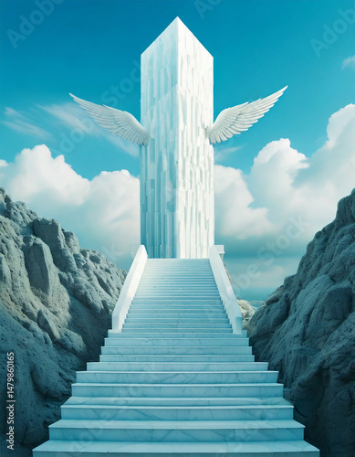 futuristic city, vertical architecture, mountain valley, glowing tower, dramatic landscape, science fiction, isolated structure, surreal environment, towering spire, advanced civilization, wilderness,