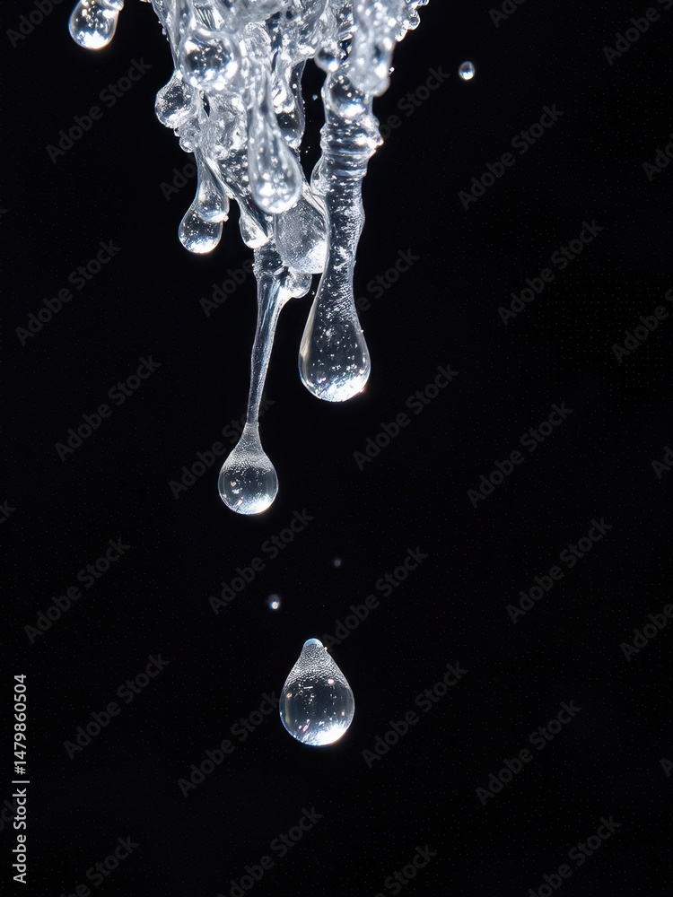A detailed shot of a single water droplet on a black background A detailed shot of a single water droplet on a black background