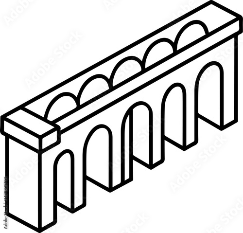 aqueduct outline vector illustration line art