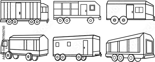 Set of Cargo trailer outline vector for transport design