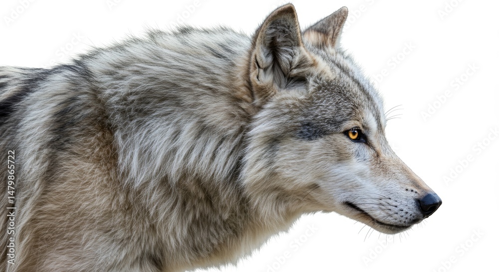 Fototapeta premium Stunning Side Facing Wolf in Minimalist Setting