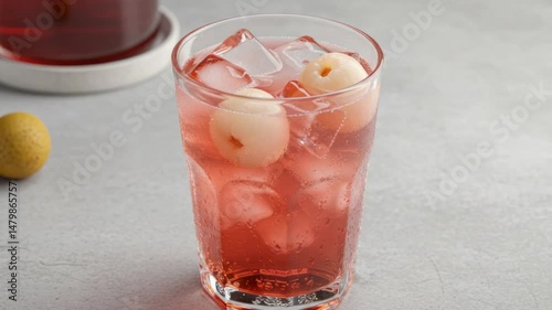 Wallpaper Mural Pink fruit beverage in glass with ice Torontodigital.ca