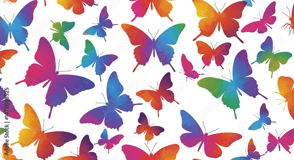 Obraz premium Rainbow Butterfly Symphony: A Vibrant Digital Print