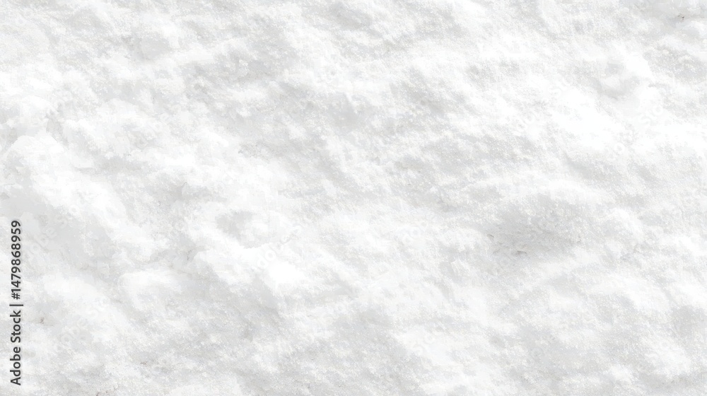 Fototapeta premium Fine white powder texture, resembling flour, sugar, or snow, spread evenly across the surface.