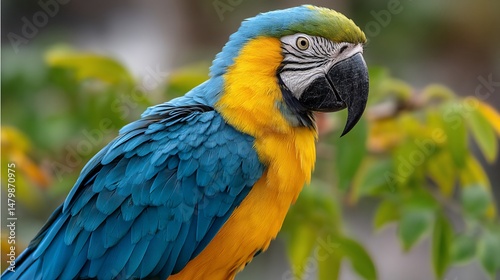 Vivid macaw displays colorful plumage