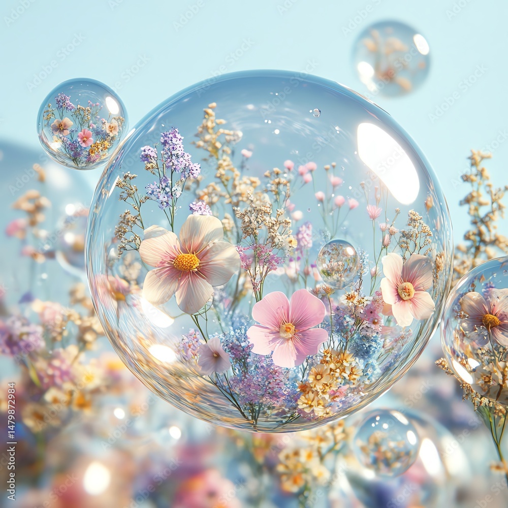 Floral Underwater Bubbles high resolution for isolate image