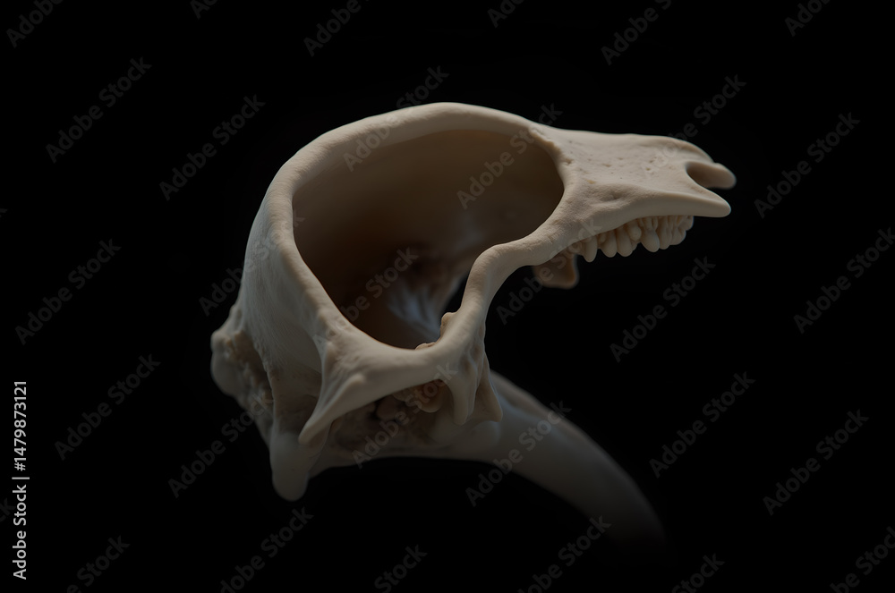 Naklejka premium human bones A white bone is shown on a black background.generative ai