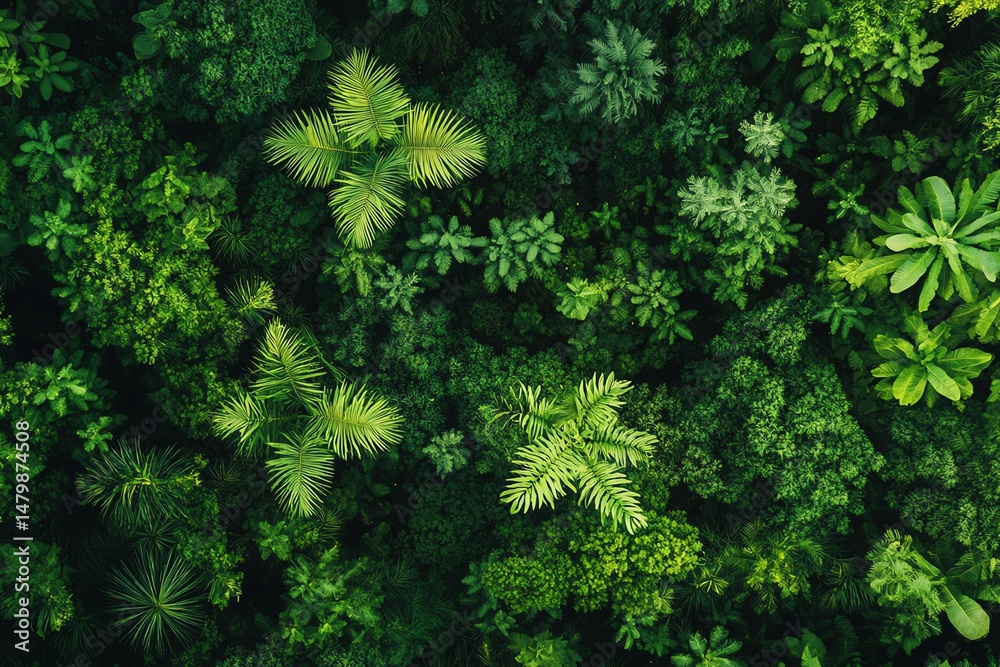 Fototapeta premium Green forest computer wallpaper, aesthetic illustration