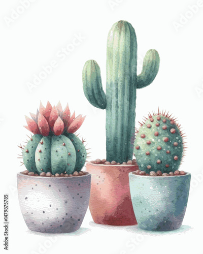 Prickle Palette cactus garde isolated watercolor vector illustration svg