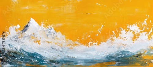 Mountainous Waves Against a Sunny Sky