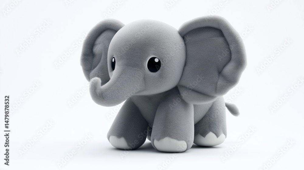 AI generator image of animals doll, Elephant plushie doll isolated on white background with shadow reflection. Elephant plush stuffed puppet on white backdrop. Jumbo plushie toy. Colored stuffed eleph AI generator image of animals doll, Elephant plushie doll isolated on white background with shadow reflection. Elephant plush stuffed puppet on white backdrop. Jumbo plushie toy. Colored stuffed eleph