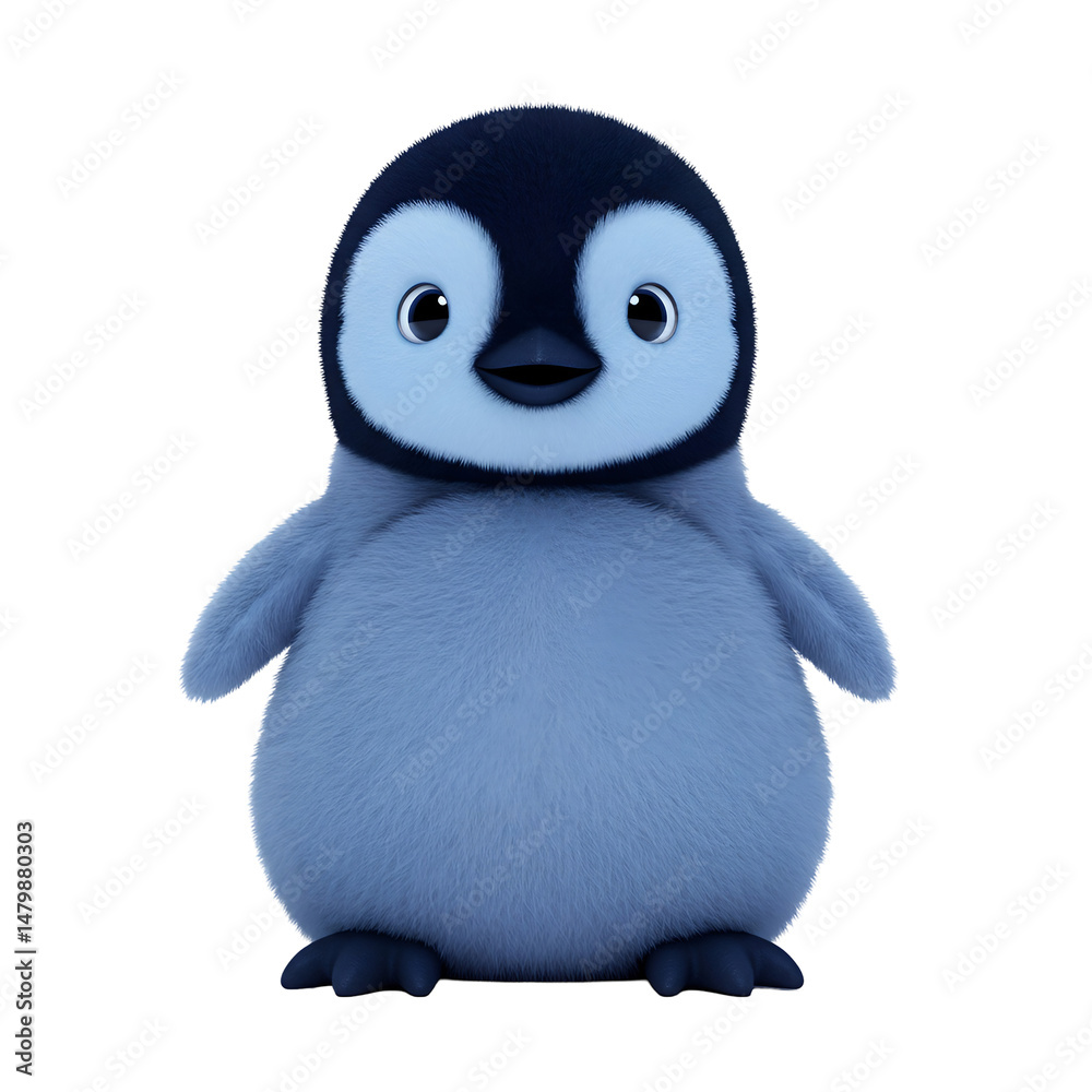 Fototapeta premium 愛らしいペンギン、柔らかな青色、優しい光に包まれて