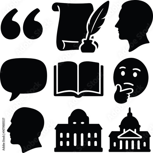 Speech and communication icons set – silhouette, dialogue and conversation symbols