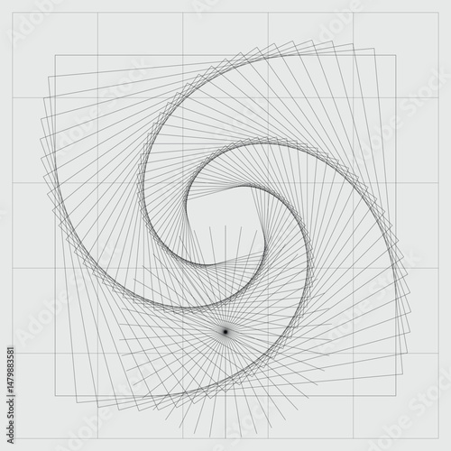 Swirling Array of Dots Forming a Spiral Within a Square