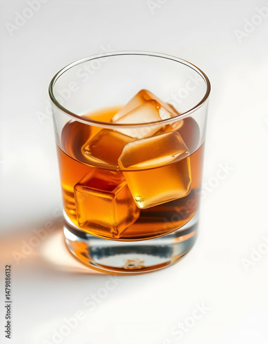 Wallpaper Mural Whiskey or brown liquor in a rocks glass with ice cubes. Torontodigital.ca