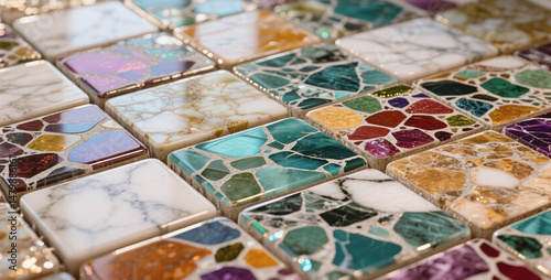 Colorful mosaic tiles texture background pattern design art surface decorative interior home decor material